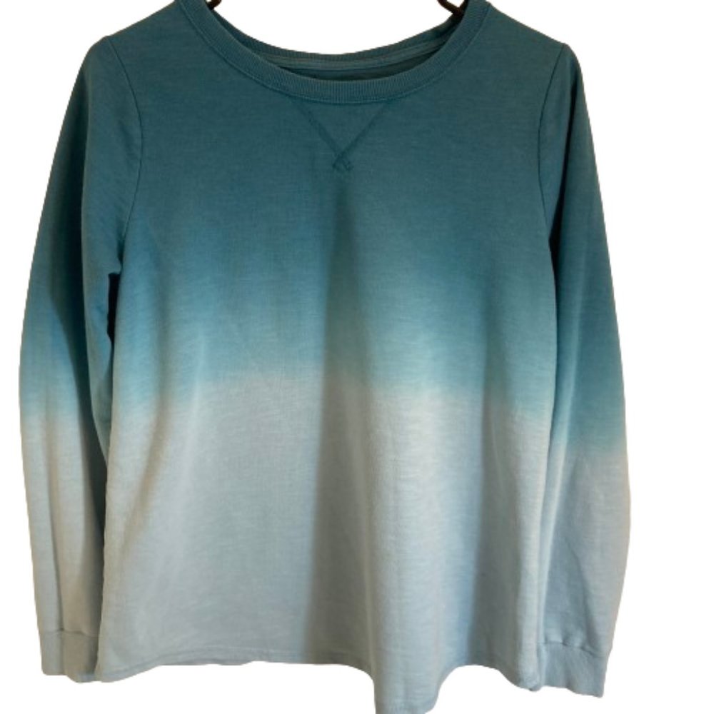 Sonoma Women's Color Fade Tie Dye Long Sleeve Sweatshirt, Cozy, Teal, sz Medium - Picture 1 of 5